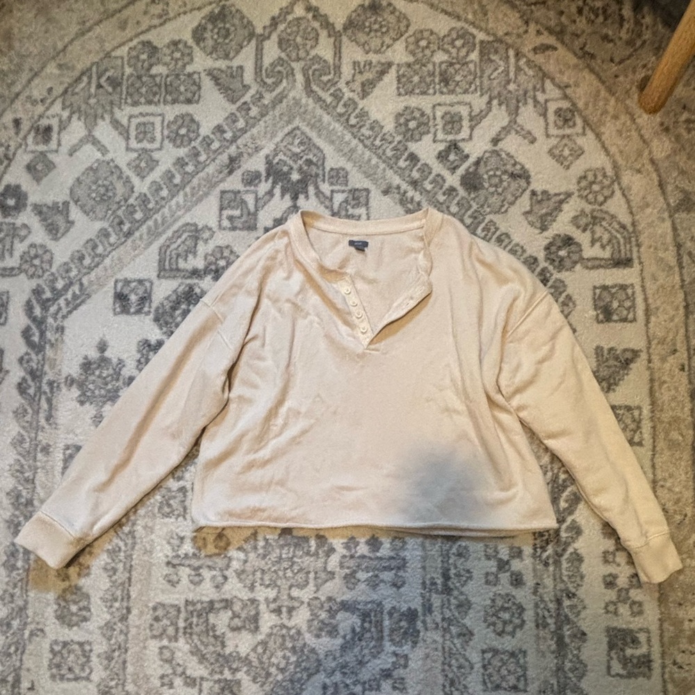 Aerie Cream Textured Knit Top